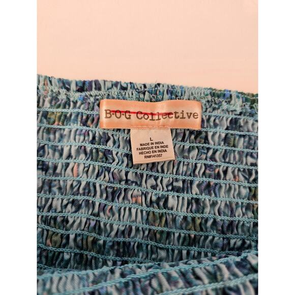 BOG Darcy jumper LOOK blue floral Flare boho summer one piece whimsical fun L - Picture 5 of 12